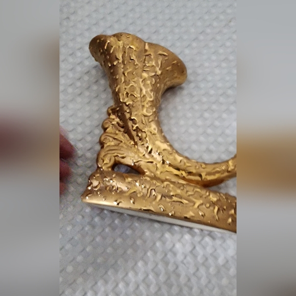 VINTAGE EUC WEEPING BRIGHT GOLD 22K GOLD HORN OF PLENTY CORNUCOPIA VASE - Picture 2 of 4